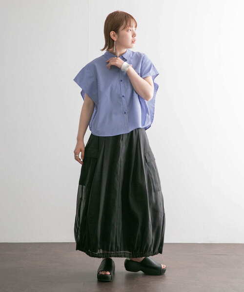 KBF（ケイビーエフ）の「WIDEボックスシルエットシャツ（シャツ/ブラウス・レディース・イエロー/ブルー/ライトブルー・ONE）」の19枚目の写真