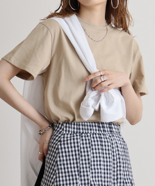 hunch(ハンチ)の「hunch USAコットンベーシックT(Tシャツ/カットソー・レディース・グリーン/オフホワイト/レッド/ベージュ/ブラック・FREE)」の4枚目の写真