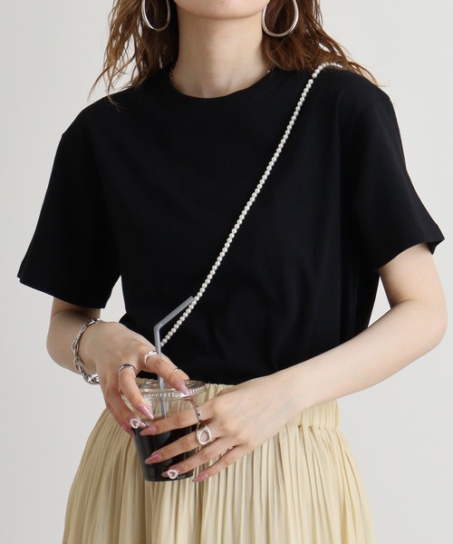 hunch(ハンチ)の「hunch USAコットンベーシックT(Tシャツ/カットソー・レディース・グリーン/オフホワイト/レッド/ベージュ/ブラック・FREE)」の3枚目の写真