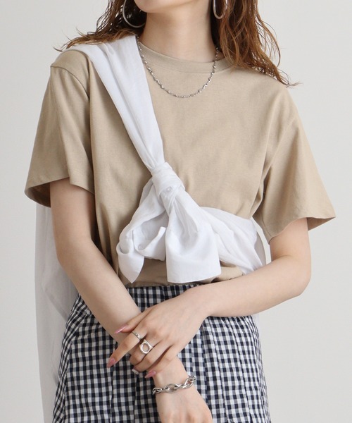 hunch(ハンチ)の「hunch USAコットンベーシックT(Tシャツ/カットソー・レディース・グリーン/オフホワイト/レッド/ベージュ/ブラック・FREE)」の17枚目の写真