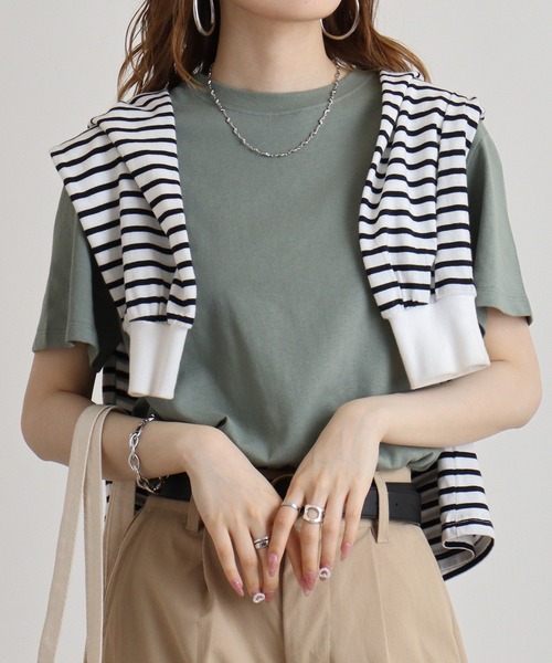 hunch(ハンチ)の「hunch USAコットンベーシックT(Tシャツ/カットソー・レディース・グリーン/オフホワイト/レッド/ベージュ/ブラック・FREE)」の22枚目の写真