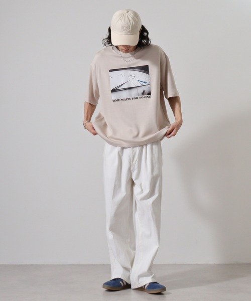 FUNALIVE(ファンアライブ)の「ダンボールニット 転写プリント クルーネック Tシャツ(TIME)(Tシャツ/カットソー・メンズ・ベージュ/ブラック/ホワイト・M/XL/L)」の9枚目の写真
