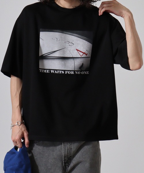 FUNALIVE(ファンアライブ)の「ダンボールニット 転写プリント クルーネック Tシャツ(TIME)(Tシャツ/カットソー・メンズ・ベージュ/ブラック/ホワイト・M/XL/L)」の4枚目の写真