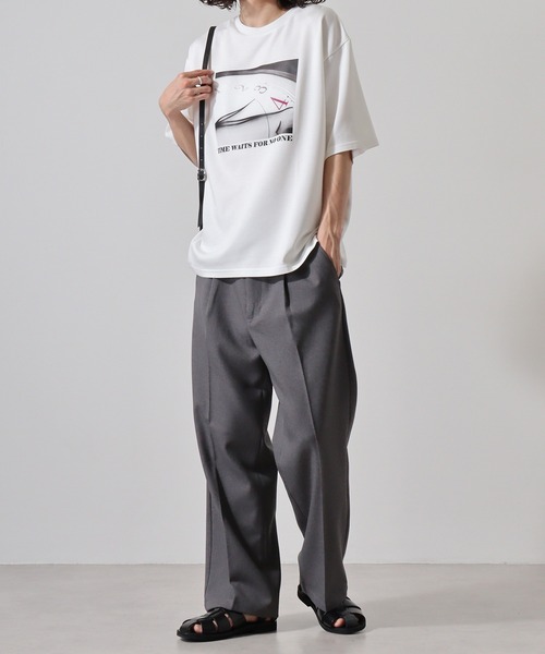 FUNALIVE(ファンアライブ)の「ダンボールニット 転写プリント クルーネック Tシャツ(TIME)(Tシャツ/カットソー・メンズ・ベージュ/ブラック/ホワイト・M/XL/L)」の14枚目の写真