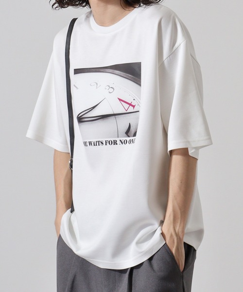 FUNALIVE(ファンアライブ)の「ダンボールニット 転写プリント クルーネック Tシャツ(TIME)(Tシャツ/カットソー・メンズ・ベージュ/ブラック/ホワイト・M/XL/L)」の13枚目の写真