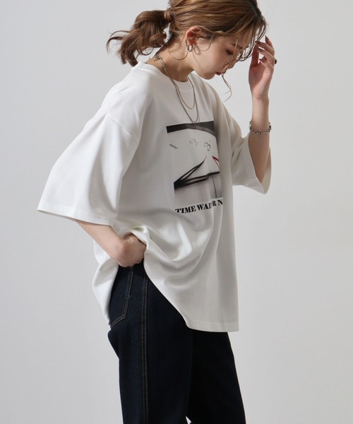 FUNALIVE(ファンアライブ)の「ダンボールニット 転写プリント クルーネック Tシャツ(TIME)(Tシャツ/カットソー・メンズ・ベージュ/ブラック/ホワイト・M/XL/L)」の19枚目の写真
