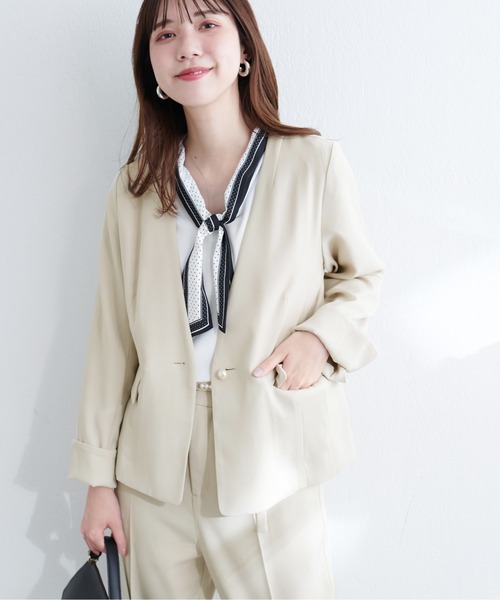 natural couture（ナチュラルクチュール）の「【WEB限定】リバーシブル釦ウォッシャブルジャケット（テーラードジャケット・レディース・ネイビー/グレー/ブラック/ライトベージュ・FREE）」の18枚目の写真