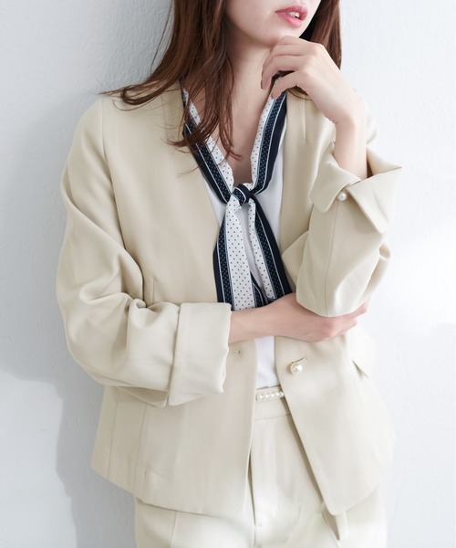 natural couture（ナチュラルクチュール）の「【WEB限定】リバーシブル釦ウォッシャブルジャケット（テーラードジャケット・レディース・ネイビー/グレー/ブラック/ライトベージュ・FREE）」の16枚目の写真