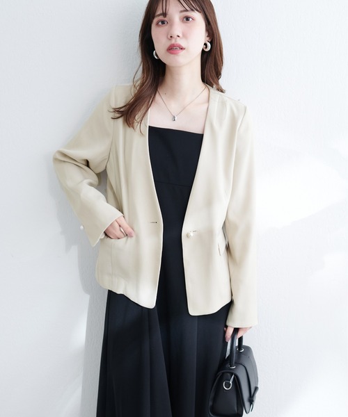 natural couture（ナチュラルクチュール）の「【WEB限定】リバーシブル釦ウォッシャブルジャケット（テーラードジャケット・レディース・ネイビー/グレー/ブラック/ライトベージュ・FREE）」の21枚目の写真