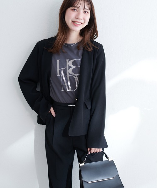 natural couture（ナチュラルクチュール）の「【WEB限定】リバーシブル釦ウォッシャブルジャケット（テーラードジャケット・レディース・ネイビー/グレー/ブラック/ライトベージュ・FREE）」の10枚目の写真