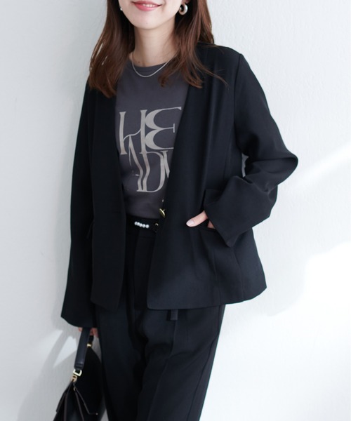 natural couture（ナチュラルクチュール）の「【WEB限定】リバーシブル釦ウォッシャブルジャケット（テーラードジャケット・レディース・ネイビー/グレー/ブラック/ライトベージュ・FREE）」の7枚目の写真