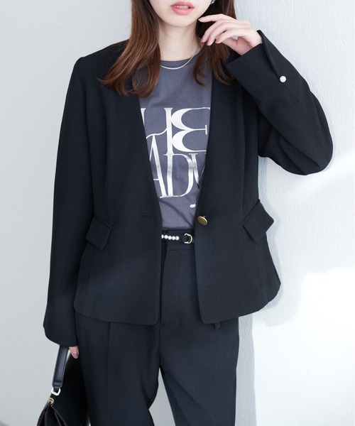 natural couture（ナチュラルクチュール）の「【WEB限定】リバーシブル釦ウォッシャブルジャケット（テーラードジャケット・レディース・ネイビー/グレー/ブラック/ライトベージュ・FREE）」の8枚目の写真