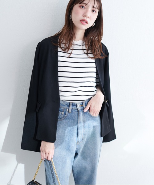 natural couture（ナチュラルクチュール）の「【WEB限定】リバーシブル釦ウォッシャブルジャケット（テーラードジャケット・レディース・ネイビー/グレー/ブラック/ライトベージュ・FREE）」の5枚目の写真