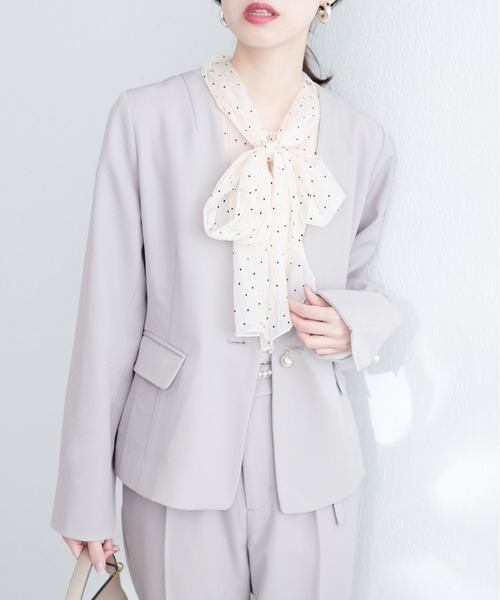 natural couture（ナチュラルクチュール）の「【WEB限定】リバーシブル釦ウォッシャブルジャケット（テーラードジャケット・レディース・ネイビー/グレー/ブラック/ライトベージュ・FREE）」の12枚目の写真
