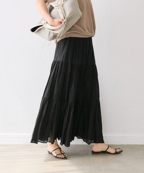 RIVE DROITE（リヴドロワ）の「【名品リバイバル/5色展開】コットンワッシャープリーツスカート（スカート・レディース・ブルー/ブラック/レッド/ブラウン/ブラック系その他・FREE）」の19枚目の写真