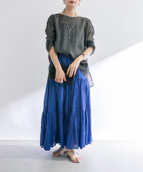 RIVE DROITE（リヴドロワ）の「【名品リバイバル/5色展開】コットンワッシャープリーツスカート（スカート・レディース・ブルー/ブラック/レッド/ブラウン/ブラック系その他・FREE）」の10枚目の写真