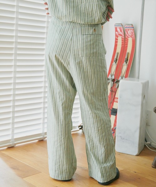 Camphor wood(カンファーウッド)の「stripe relax pajamas pants / ストライプスノーカモパジャマパンツ(その他パンツ・メンズ・グリーン/アイボリー・SMALL/MEDIUM/LARGE)」の9枚目の写真