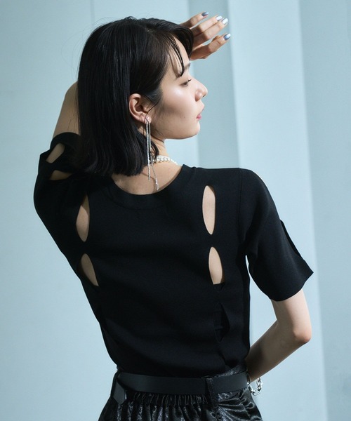 HARE（ハレ）の「【EDGY MODE】スラッシュニット（ニット/セーター・レディース・ブラック・FREE）」の7枚目の写真