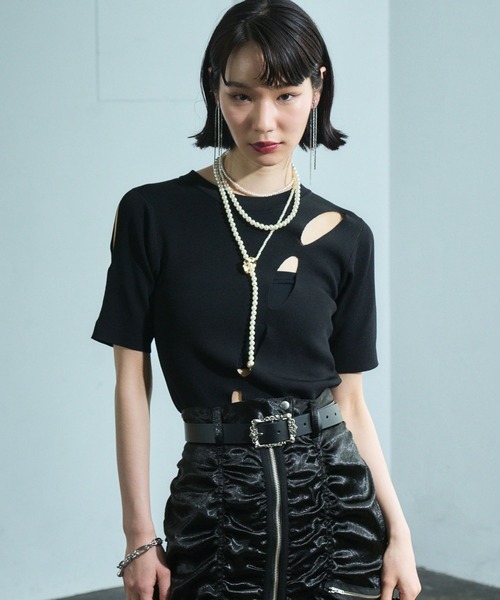 HARE（ハレ）の「【EDGY MODE】スラッシュニット（ニット/セーター・レディース・ブラック・FREE）」の8枚目の写真