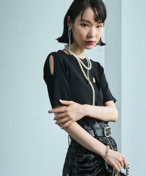 HARE（ハレ）の「【EDGY MODE】スラッシュニット（ニット/セーター・レディース・ブラック・FREE）」の9枚目の写真