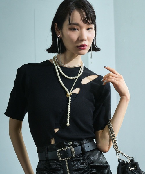 HARE（ハレ）の「【EDGY MODE】スラッシュニット（ニット/セーター・レディース・ブラック・FREE）」の11枚目の写真