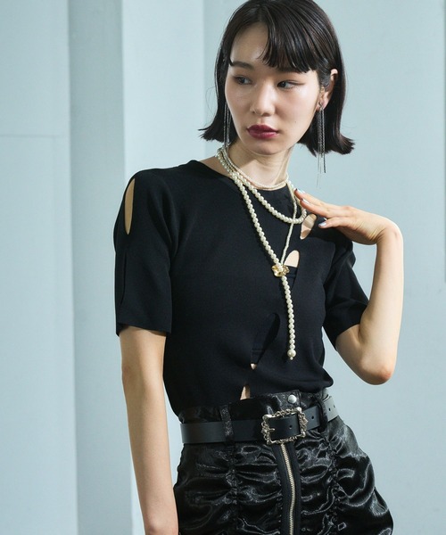 HARE（ハレ）の「【EDGY MODE】スラッシュニット（ニット/セーター・レディース・ブラック・FREE）」の12枚目の写真