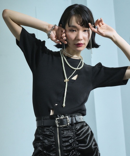 HARE（ハレ）の「【EDGY MODE】スラッシュニット（ニット/セーター・レディース・ブラック・FREE）」の13枚目の写真