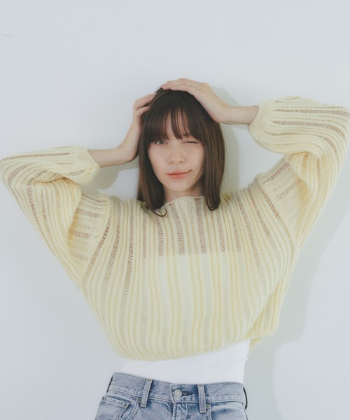 BARRETTA(バレッタ)の「透かしニットプルオーバー(ニット/セーター・レディース・グレー/アイボリー/ブラック/ホワイト・FREE)」の3枚目の写真
