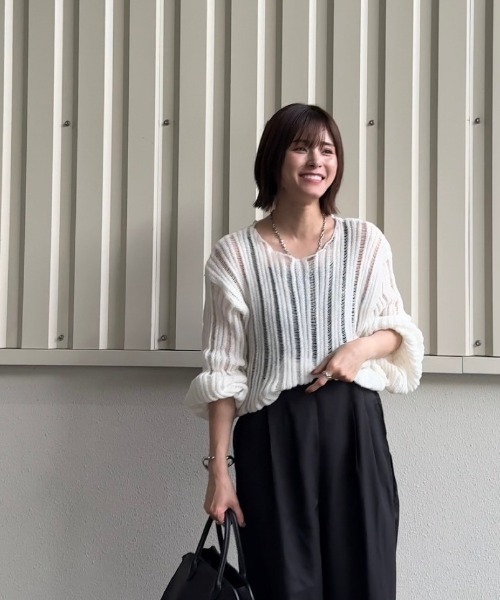 BARRETTA(バレッタ)の「透かしニットプルオーバー(ニット/セーター・レディース・グレー/アイボリー/ブラック/ホワイト・FREE)」の18枚目の写真