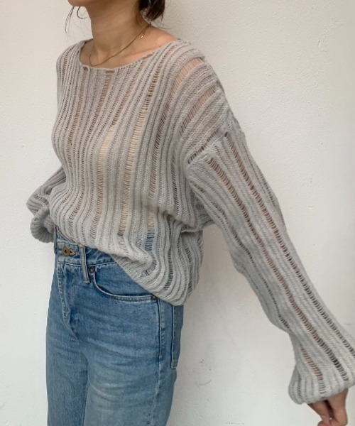 BARRETTA(バレッタ)の「透かしニットプルオーバー(ニット/セーター・レディース・グレー/アイボリー/ブラック/ホワイト・FREE)」の13枚目の写真