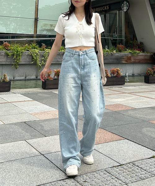 Cham.（チャム）の「デザインデニムワイドパンツ（デニムパンツ・レディース・ライトブルー・M/L/S）」の21枚目の写真