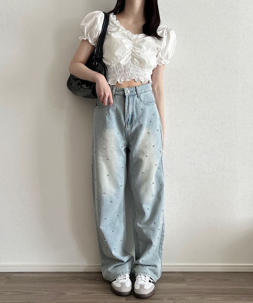 TWN正規品★25SS★Dation ワイドデニムパンツ デザインデニムワイドパンツ（デニムパンツ）｜Cham.（チャム