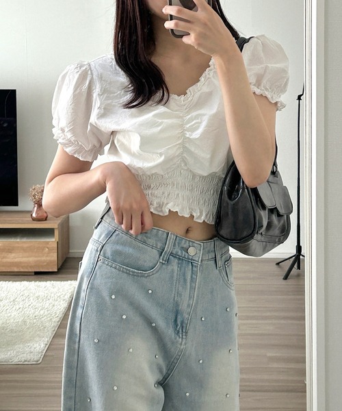 Cham.（チャム）の「デザインデニムワイドパンツ（デニムパンツ・レディース・ライトブルー・M/L/S）」の8枚目の写真