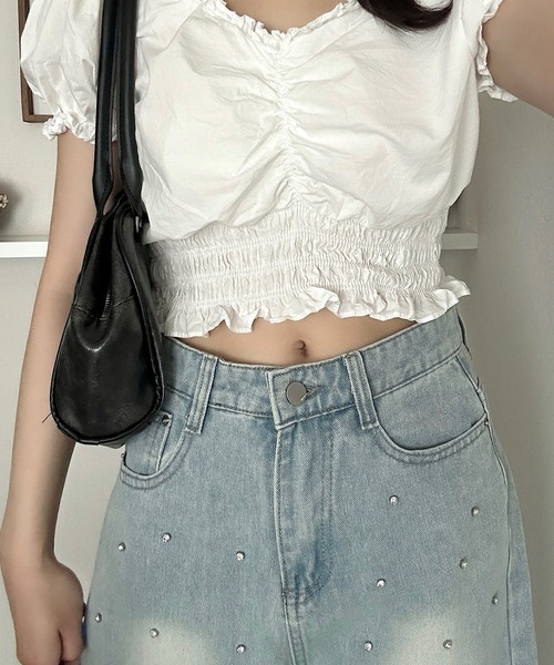 Cham.（チャム）の「デザインデニムワイドパンツ（デニムパンツ・レディース・ライトブルー・M/L/S）」の9枚目の写真