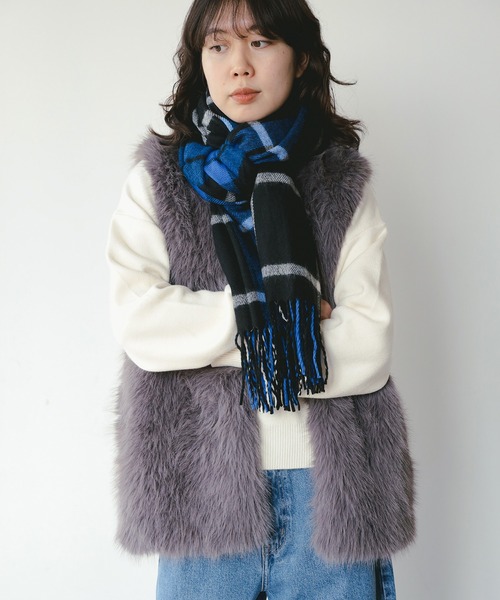 B:MING by BEAMS（ビーミングバイビームス）の「ウール混 チェックストール（ストール/ショール・レディース・グレー/ブルー/ブラウン系その他/レッド・ONE SIZE）」の18枚目の写真