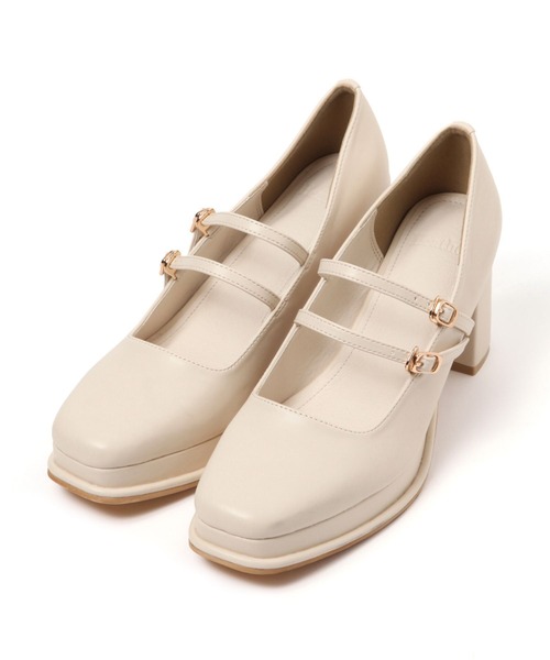 Heather（ヘザー）の「Wベルトストームパンプス　133256（パンプス・レディース・ブラック/アイボリー・L/M）」の5枚目の写真