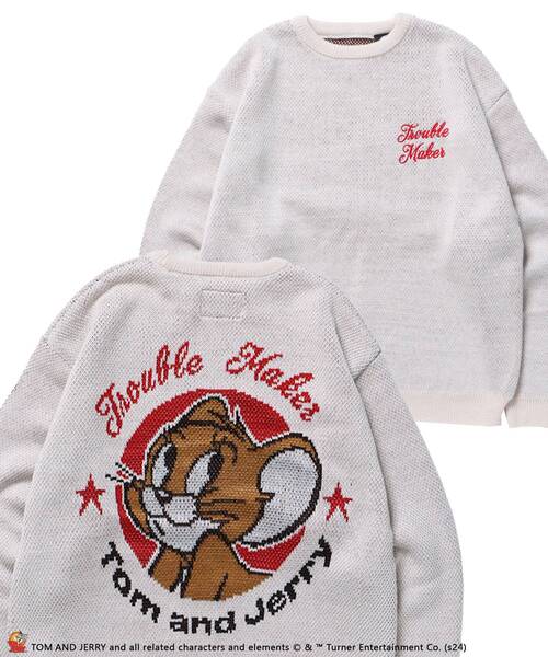 【セール】【SEQUENZ（シークエンズ）】TJ CIRCLE C/N KNIT / 刺繍 ロゴ ニット クルーネック トム & ジェリー（ニット/セーター）｜TOM&JERRY（トムアンドジェリー）