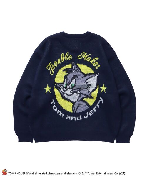 【セール】【SEQUENZ（シークエンズ）】TJ CIRCLE C/N KNIT / 刺繍 ロゴ ニット クルーネック トム & ジェリー（ニット/セーター）｜TOM&JERRY（トムアンドジェリー）