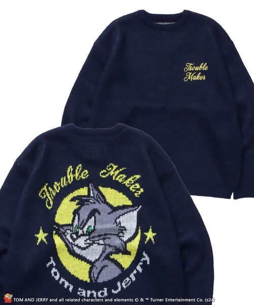 【セール】【SEQUENZ（シークエンズ）】TJ CIRCLE C/N KNIT / 刺繍 ロゴ ニット クルーネック トム & ジェリー（ニット/セーター）｜TOM&JERRY（トムアンドジェリー）