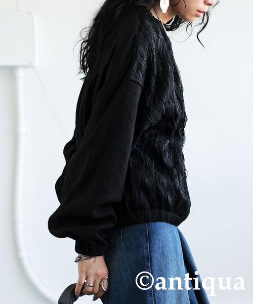 antiqua(アンティカ)の「メッシュレースブルゾン(ブルゾン・レディース・アイボリー/ブラック・ONESIZE)」の13枚目の写真