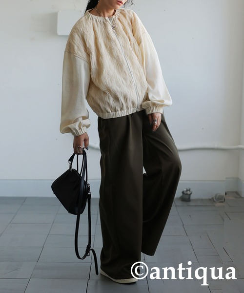 antiqua(アンティカ)の「メッシュレースブルゾン(ブルゾン・レディース・アイボリー/ブラック・ONESIZE)」の8枚目の写真