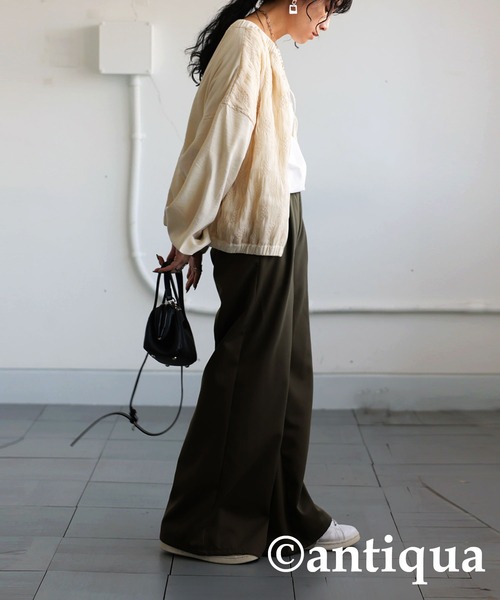 antiqua(アンティカ)の「メッシュレースブルゾン(ブルゾン・レディース・アイボリー/ブラック・ONESIZE)」の6枚目の写真