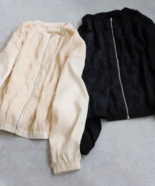 antiqua(アンティカ)の「メッシュレースブルゾン(ブルゾン・レディース・アイボリー/ブラック・ONESIZE)」の18枚目の写真