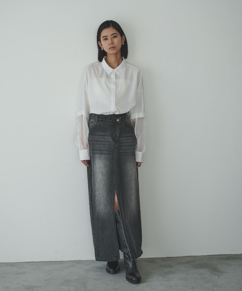 AIC.（エーアイシー）の「ウエストデザインブラックデニムスカート