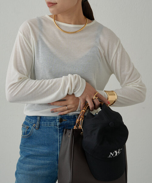 LOUNGEDRESS（ラウンジドレス）の「シアーフライスロンT（Tシャツ/カットソー・レディース・オフホワイト/ブラック/イエロー・FREE）」の21枚目の写真