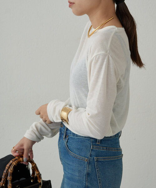 LOUNGEDRESS（ラウンジドレス）の「シアーフライスロンT（Tシャツ/カットソー・レディース・オフホワイト/ブラック/イエロー・FREE）」の20枚目の写真