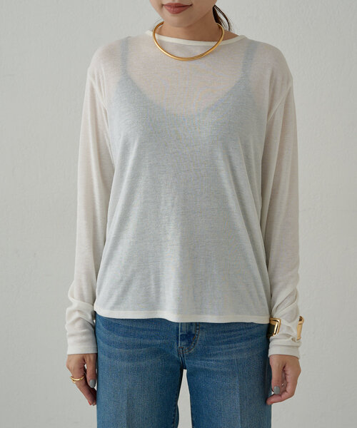 LOUNGEDRESS（ラウンジドレス）の「シアーフライスロンT（Tシャツ/カットソー・レディース・オフホワイト/ブラック/イエロー・FREE）」の16枚目の写真