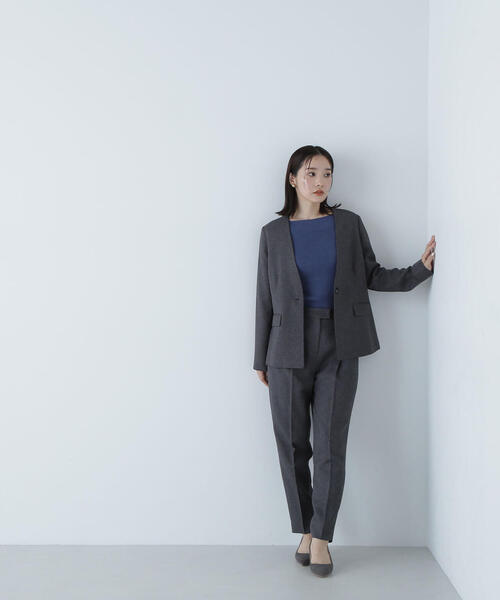 NATURAL BEAUTY BASIC(ナチュラルビューティーベーシック)の「◇シャークスキン SETUP テーパードパンツ(スラックス・レディース・ダークブラウン/チャコールグレー・X-SMALL/LARGE/MEDIUM/SMALL)」の8枚目の写真