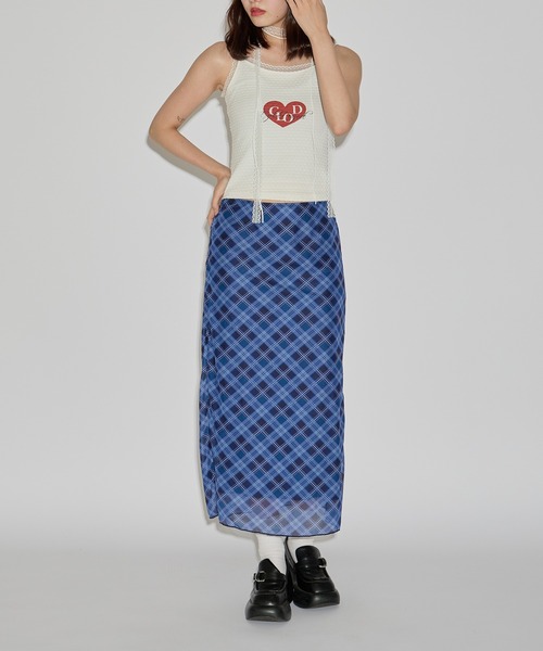ROOPTOKYO(ループトウキョウ)の「チェックIラインロングスカート 2026年春夏(スカート・レディース・ネイビー・L/M)」の4枚目の写真