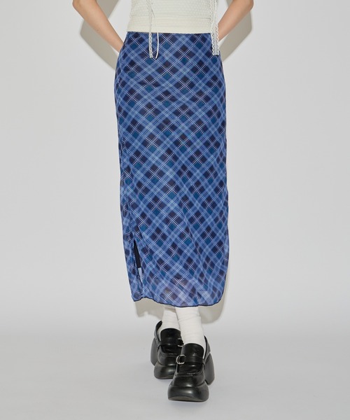 ROOPTOKYO(ループトウキョウ)の「チェックIラインロングスカート 2026年春夏(スカート・レディース・ネイビー・L/M)」の3枚目の写真